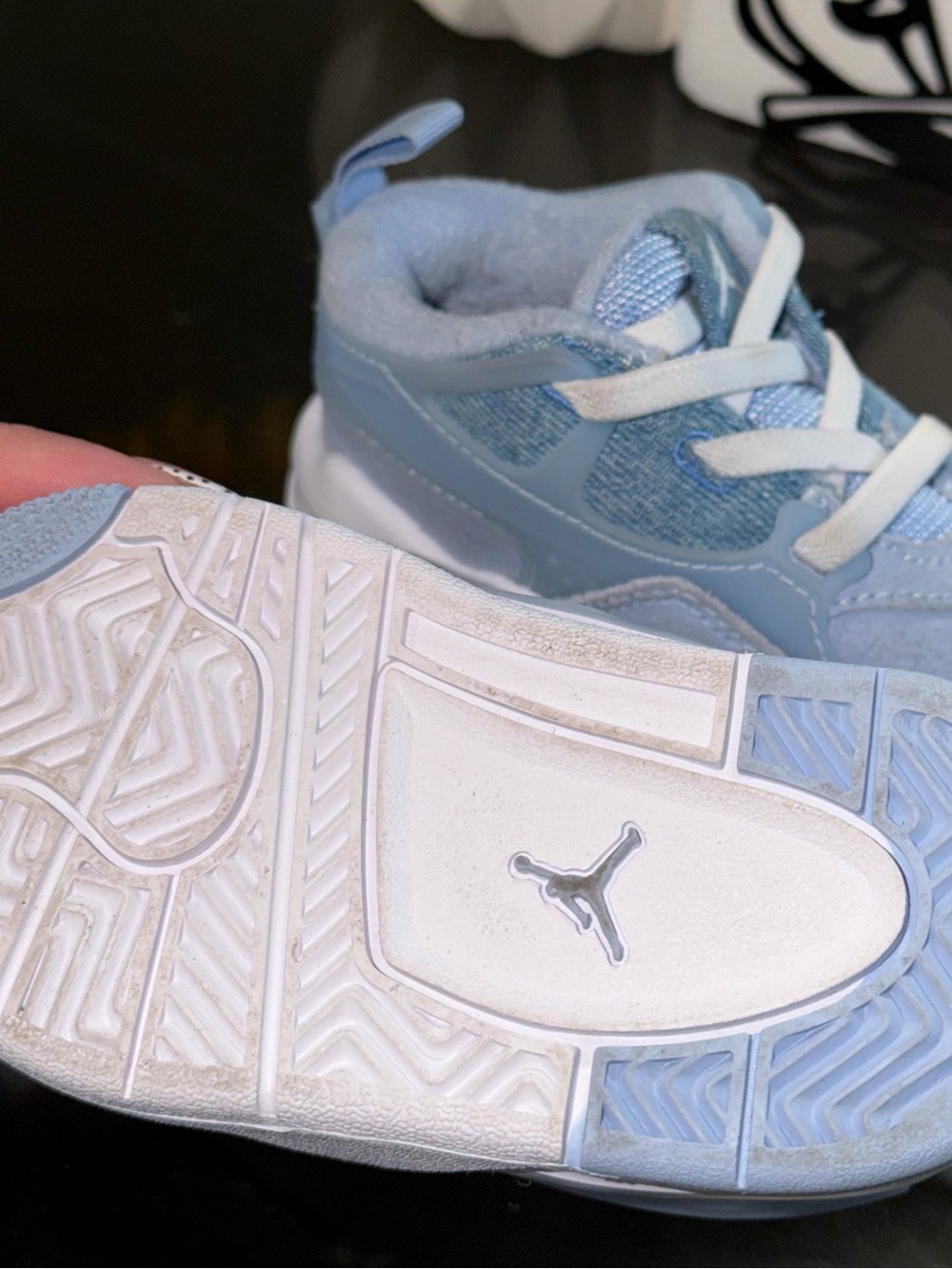 Nike Toddler Light Blue and White Sneakers with Jumpman Emblem